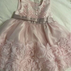 Blueberi Boulevard Light Pink Floral Rosette Tulle Party Dress